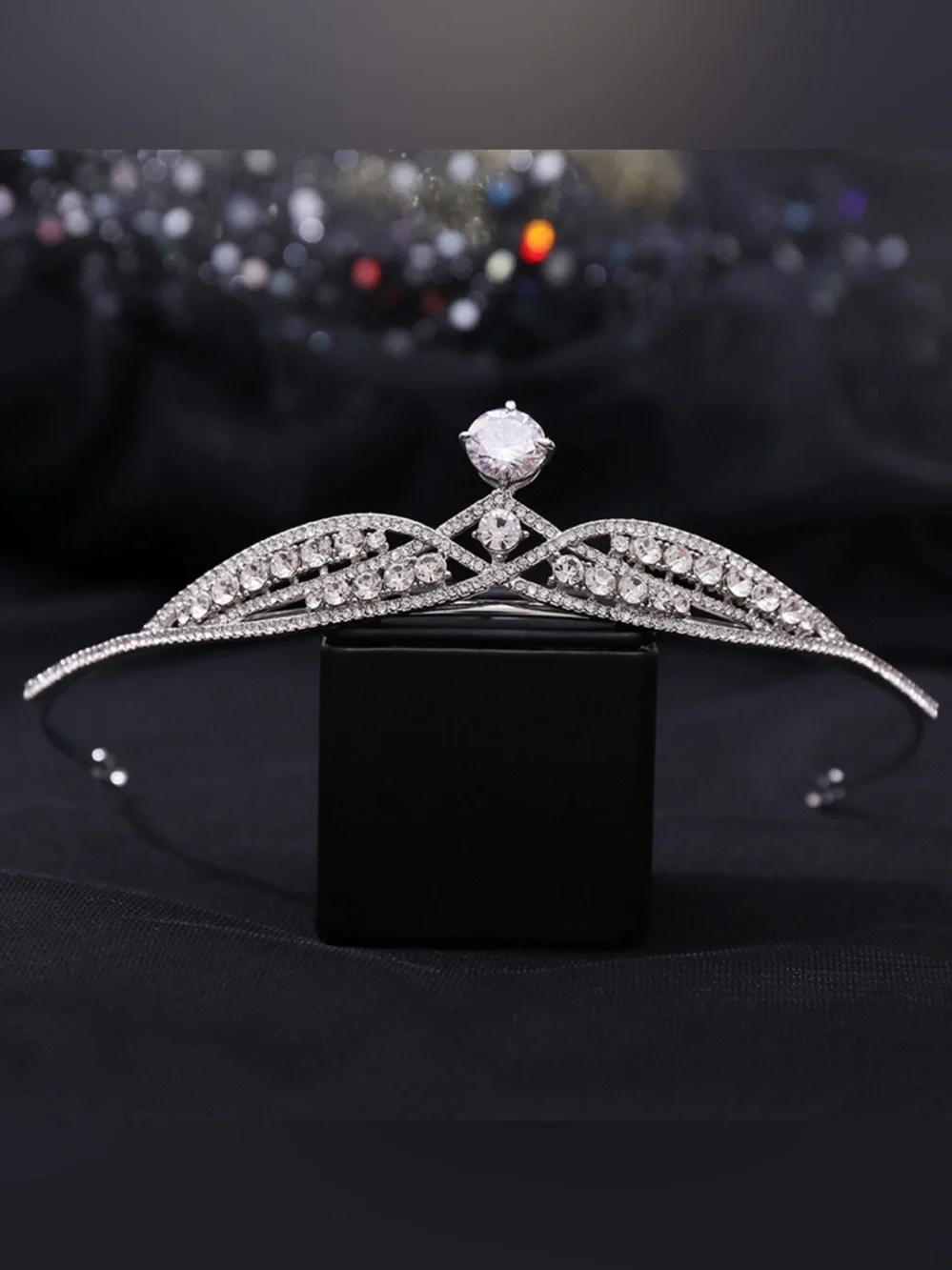 Silver Crystal Bridal Tiara Headband - Elegant Sparkling Hair Accessory